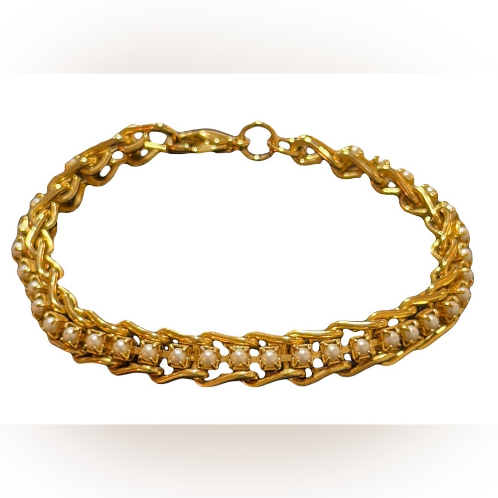 Elegant Chain Gold and Pearl Women's Bracelet B8